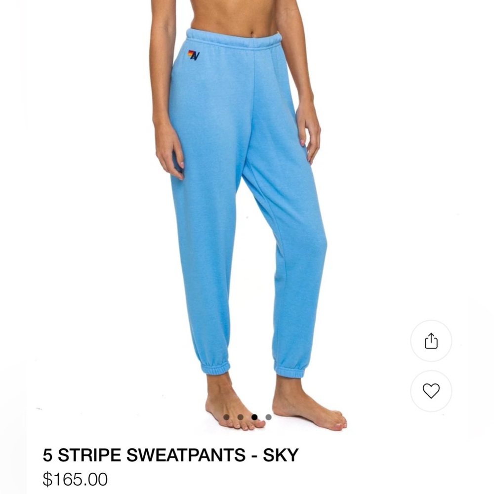Aviator Nation Sky Blue Joggers with Multicolor Stripes - Picture 2 of 5